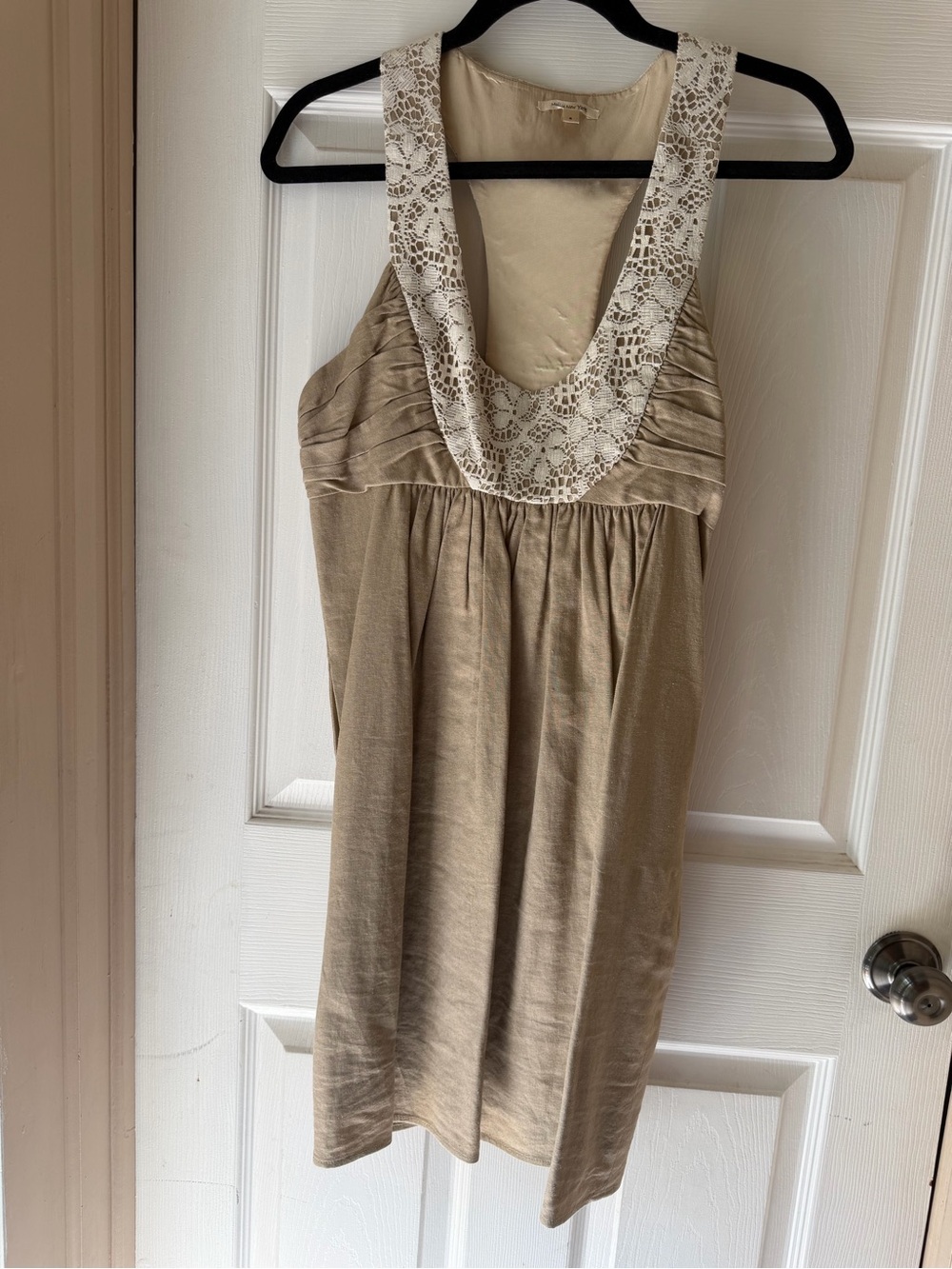 Anthropologie Molly New York Cream Satin Dress Top